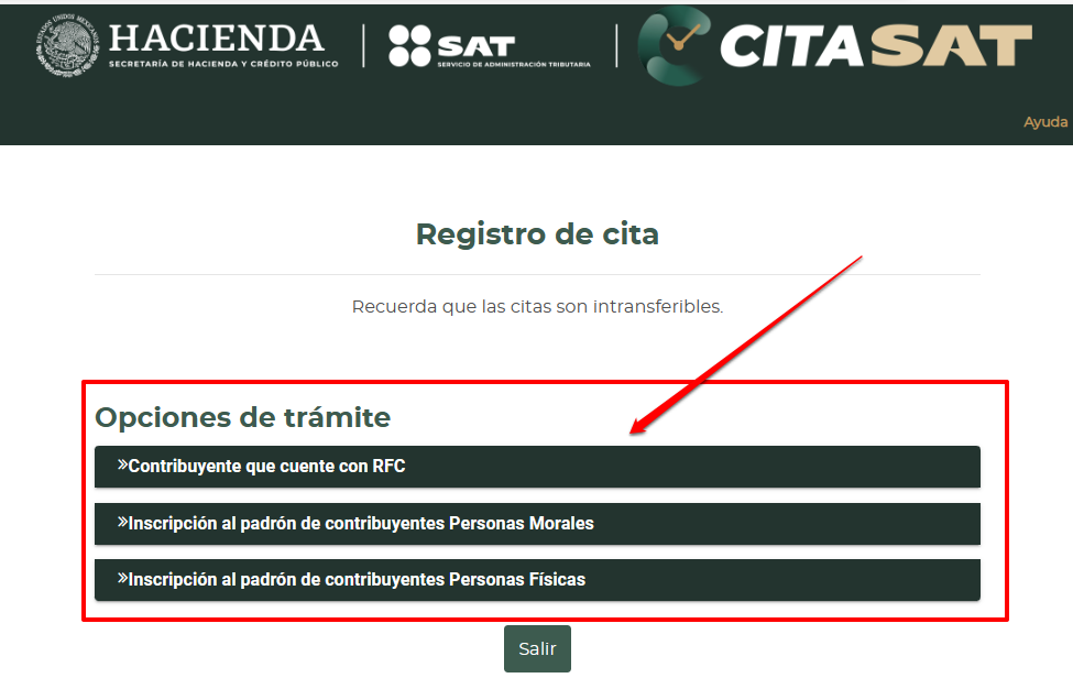 Generar cita en el SAT. primer paso para facturar como persona física